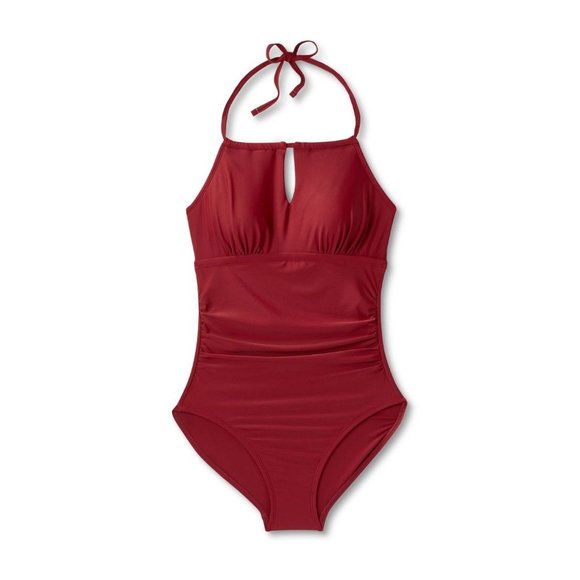 Women's Post Mastectomy Full Coverage One Piece Swimsuit Kona Sol Red Large - Picture 1 of 10